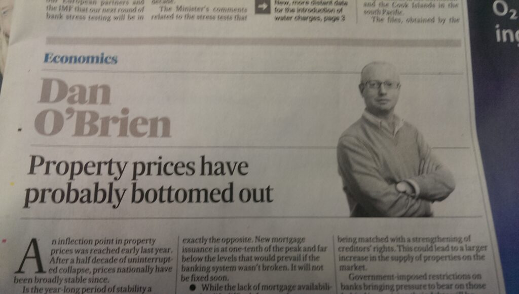 O&amp;#039;Brien predicts &amp;quot;property prices have probably bottomed out&amp;quot;
